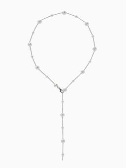 Кулон трансформер «Россыпь жемчуга», бусины №6.8, L=50 см, белый в серебре