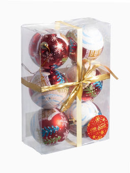 Ёлочные игрушки «Домик», шары новогодние, d=7 см, набор 6 шт., красный