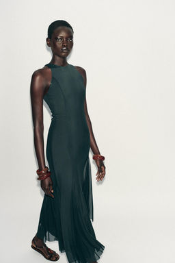 GODET TULLE LONG DRESS - Zara фото 5