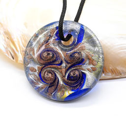 Муранское стекло украшения Круг 49мм цв.синий