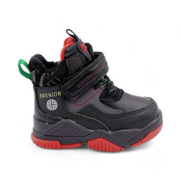 Ботинки на меху 1810-6-1 черно красные - Леопард фото 2