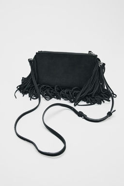 FRINGED SPLIT SUEDE MINI CROSSBODY BAG - Zara фото 10