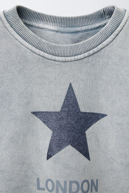 FADED-EFFECT SWEATSHIRT WITH SHINY STAR - Zara фото 3
