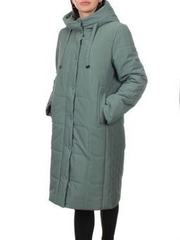 1133 GRAY/GREEN Пальто зимнее облегченное женское (холлофайбер 150 гр.)