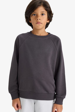 Bisiklet Yaka Basic D_z Okul Sweatshirt Erkek _ocuk