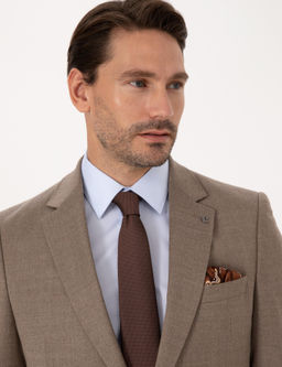 Camel Slim Fit Y_n Kar___ml_ Mikro Desenli Klasik Ceket - Cacharel фото 2