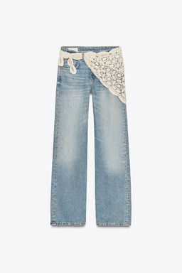 TRF WIDE-LEG MID-WAIST SCARF JEANS - Zara фото 8