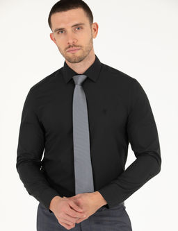 Siyah Slim Fit Uzun Kollu Klasik G_mlek