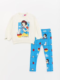 Bisiklet Yaka Uzun Kollu Pamuk Prenses Bask?l? K?z Bebek Sweatshirt ve Tayt