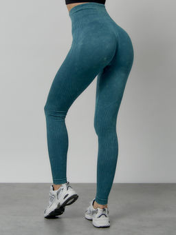 Легинсы для фитнеса женские бирюзового цвета 1001Br