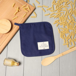 Прихватка «Этель» Kitchen, синяя, 19×19 см, саржа,100% хлопок