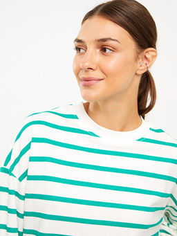 Bisiklet Yaka ?izgili Oversize Kad?n Sweatshirt Tunik - Waikiki фото 2