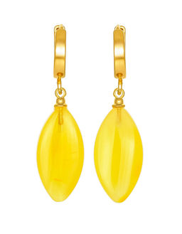 Изящные серьги с натуральным медовым янтарем Миндаль