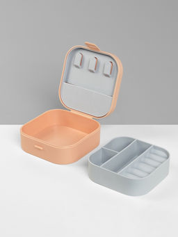 Шкатулка - органайзер для хранения украшений, 9×9×3.8 см, розовая