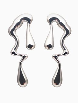 Гарнитур 2 предмета: кулон, серьги Капли таяние, цвет серебро