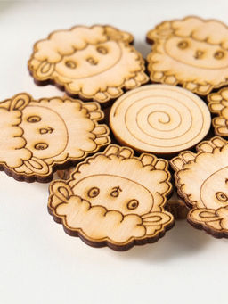 Цена за 2 шт. Подставка под горячее «Овечка», 11см, можжевельник, фанера