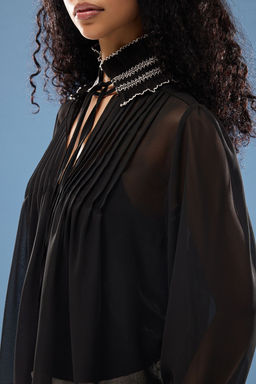Siyah Nervur Detayl? Sifon Detayl? Bluz TPRSS25BZ00027 - Trendyolmilla фото 4