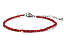 Браслет из граненых бусин мелких 2мм циркон цв.вишневый, 17см