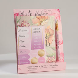 Подарочный набор ежедневник А5, 80 листов, наклейки и ручка Время сиять. 8 марта