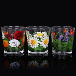 Стакан 3 штуки 250 мл Цветник круговая / Д047/17 /уп 12/ низкий - ГалеонТрейд фото 3