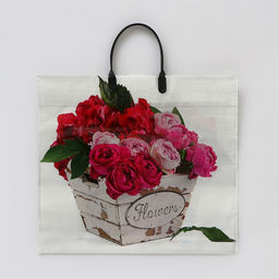 Цена за 10 шт. Пакет Ассорти цветы, полиэтиленовый с пластиковой ручкой, МИКС 100 мкм 38?35 см