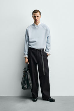 WASHED PIQU_ TEXTURED SWEATSHIRT