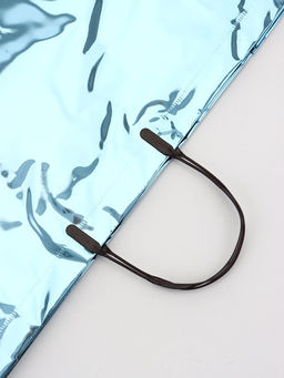 Пакет подарочный ПВХ, голография, голубой, пластиковая ручка, 44×33×12 см