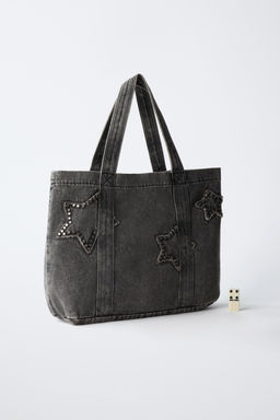 SHOPPER DENIM ESTRELLAS / Negro - Zara фото 6