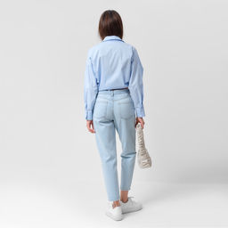Джинсы женские мом MIST: Denim, размер (28) 44, голубые
