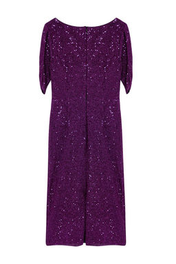 Mor Vucuda Oturan Par?lt?l? Payet S?k Abiye Elbise TPRSS24EL00108