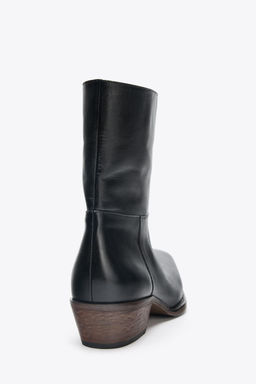 LEATHER COWBOY ANKLE BOOTS - Zara фото 7