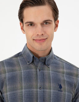 Мужская темно-зеленая рубашка с длинным рукавом - U.s. polo assn фото 2