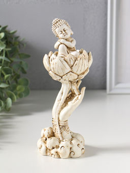 Сувенир полистоун "Рука с лотосом и Буддой" беж 7х7,5х18 см