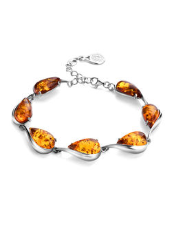 Яркий браслет из натурального коньячного янтаря Джоконда