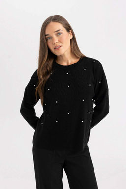 Свитер обычного кроя с круглым вырезом - Defacto фото 3