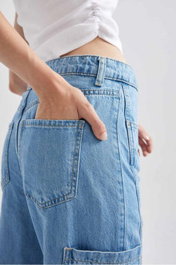 Широкие брюки 90-х годов с высокой талией и длинными широкими штанинами из 100% хлопка джинсовые брюки - Defacto фото 6