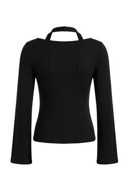 Siyah Fitted/Vucuda Oturan Kay?k Yaka Aksesuar Detayl? Pamuk Ribana Orme Bluz TWOSS26BZ00222 - Trendyolmilla фото 10