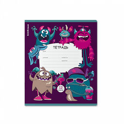 Цена за 10 шт. Тетрадь школьная ученическая ErichKrause Monsters, 12 листов, клетка (в плёнке по 10 шт.)_MIX-PACK  фото 6