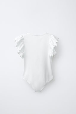 BODY VOLANTE Y TACHAS CON MODAL / Blanco - Zara фото 3