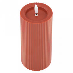 Свеча интерьерная, светодиодная на батарейках д7,4см h15(17,5)см, свет теплый, с мерцанием, матовый пластик, цвет красный, питание от 2-х батареек АА (в комплект не входят) (Китай)
