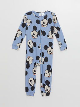 Bisiklet Yaka Mickey Mouse Bask?l? Erkek Bebek Tulum