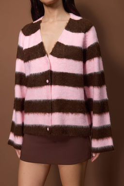 Pembe Cizgili Bisiklet Yaka Triko H?rka TWOAW26HI00298 - Trendyolmilla фото 3