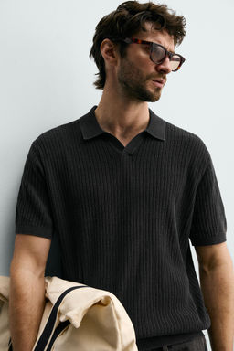 POLO PUNTO REGULAR FIT ESTRUCTURA / Negro lavado - Zara фото 6