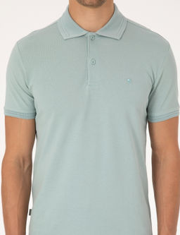 Koyu Mint Slim Fit %100 Pamuk K_vr_lmaz Polo Yaka Basic Ti__rt