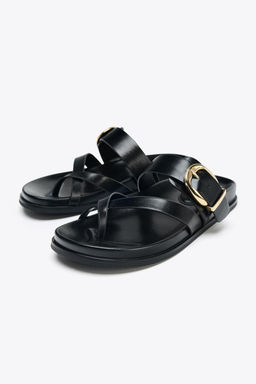 BUCKLED FLAT SANDALS - Zara фото 3