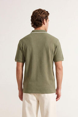 Haki Regular Jakarl_ Kuma_ Triko Bant Polo Yaka T-shirt TMNSS26PO00020 - Trendyolmilla фото 2