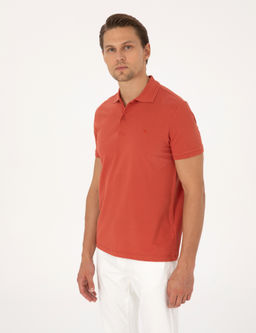 Kiremit Slim Fit %100 Pamuk K_vr_lmaz Polo Yaka Basic Ti__rt