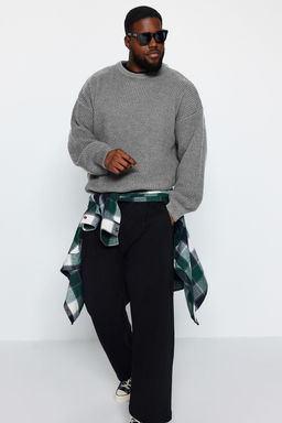 TRENDYOL MAN Lacivert Buyuk Beden Oversize Fit Genis Kal?p Bisiklet Yaka Basic Triko Kazak TMNAW24AN00001 - Trendyolmilla фото 9