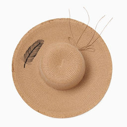 Шляпа женская MINAKU, цвет светло-коричневый, размер 58, принт перо