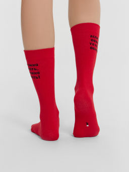 Цена за 5 пар! Носки Mark Formelle x Ольга Бузова красные с надписью "Если нужно объяснять, то не нужно объяснять" я.красный 3008K-3018
